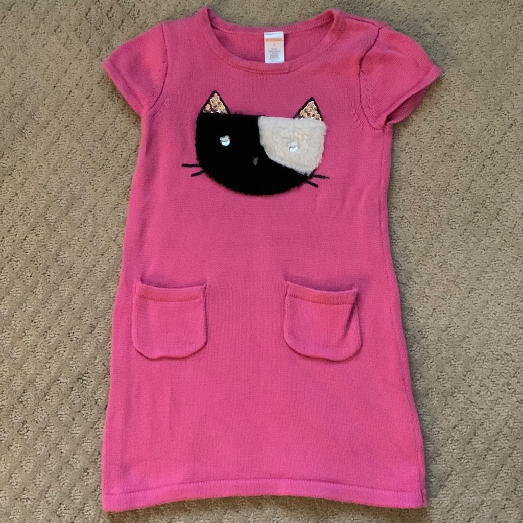 Gymboree Girls Pink Kitty Sweater Dress